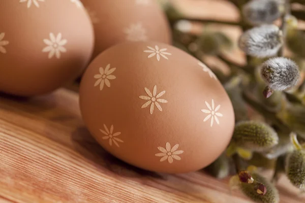 Påskägg och fitta-pilgrenar — Stockfoto