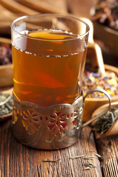 Cup of tea on wooden table — Stock Photo, Image