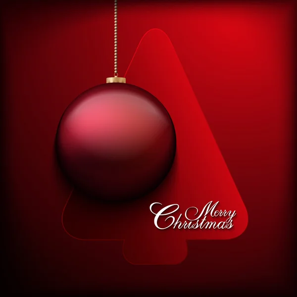 Weihnachtsbaum und Christbaumkugel auf rotem Hintergrund — Stockvektor