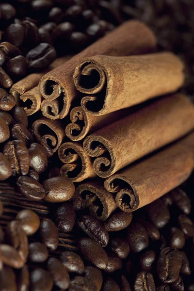 Canella sticks and coffee beans — Stock Photo, Image