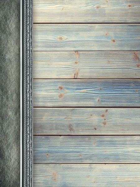 Old wood plank wall background and old canvas — Stock Photo, Image