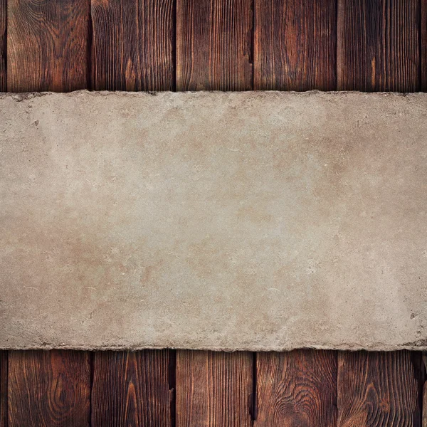 Old handmade paper sheet on wooden background — Stock Photo, Image