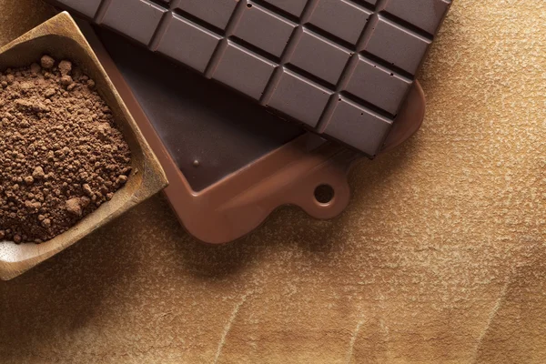 自制的巧克力和可可粉 — 图库照片