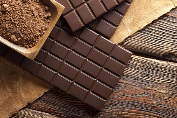 自制的黑巧克力和可可粉 — 图库照片