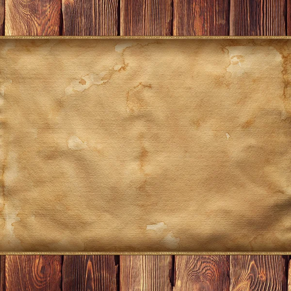 Stará Dřevěná prkna a list starého papíru — Stock fotografie