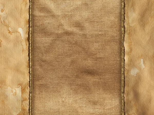 Starý list ručního papíru na pozadí zvrásněný tkaniny — Stock fotografie