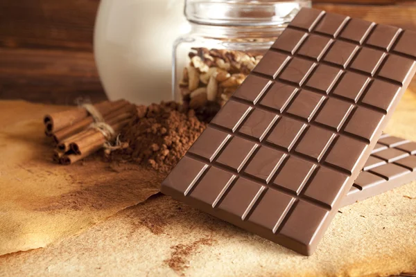 自制的巧克力、 食品配料 — 图库照片