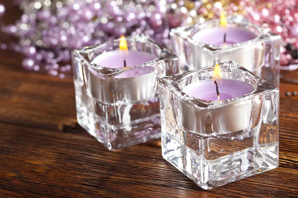 Candles and christmas decorations — Stock Photo, Image