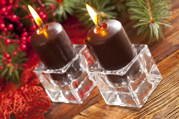 Fundo de Natal - velas e abeto — Fotografia de Stock