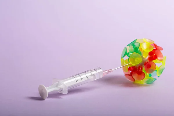 Vaccin Virus Corona Injecté Dans Une Cellule Virale Concept — Photo