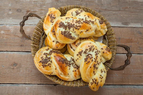 Homemade small bread like snack with linseed — Stock Photo, Image