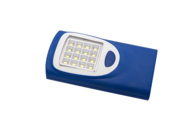 Küçük kullanılan LED fener beyaz arkaplanda izole edildi