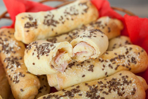 Small Bread Stuffed With Ham and Cheese — Stock Photo, Image