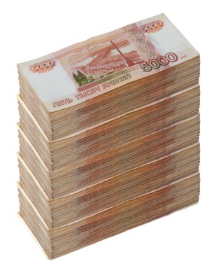 Beyaz arka plan üzerinde beş milyon ruble vardır.