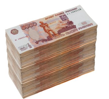 Beyaz arka plan üzerinde üç milyon ruble vardır.