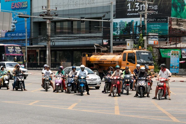 Bikers is at the crossroads, Pattaya — Stock Photo, Image