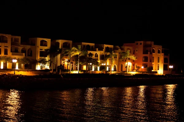 Night view in the Tala Bay, Aqaba, Jordan. — Stock Photo, Image