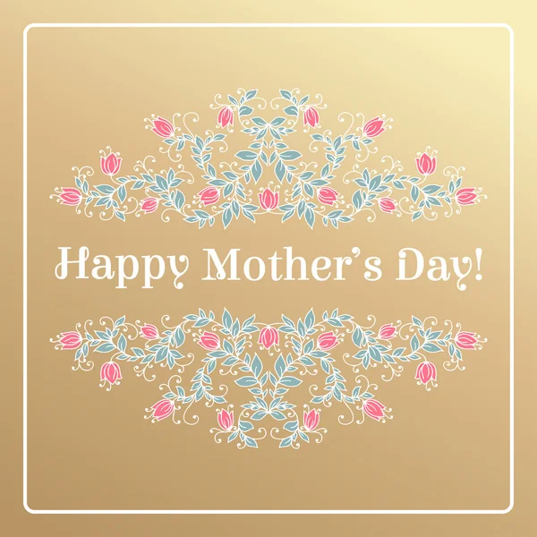 Feliz Dia das Mães mão desenho floral parabéns cartão . —  Vetores de Stock