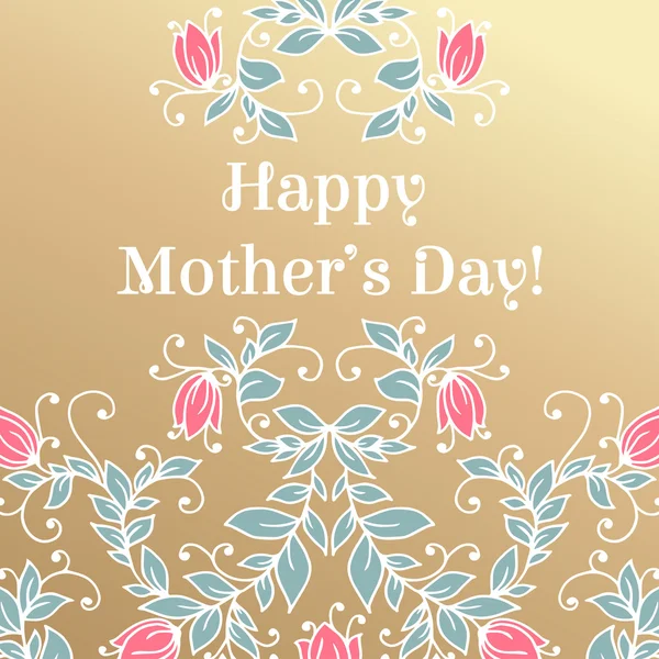 Feliz día de la madre mano dibujo floral felicitaciones tarjeta . — Vector de stock