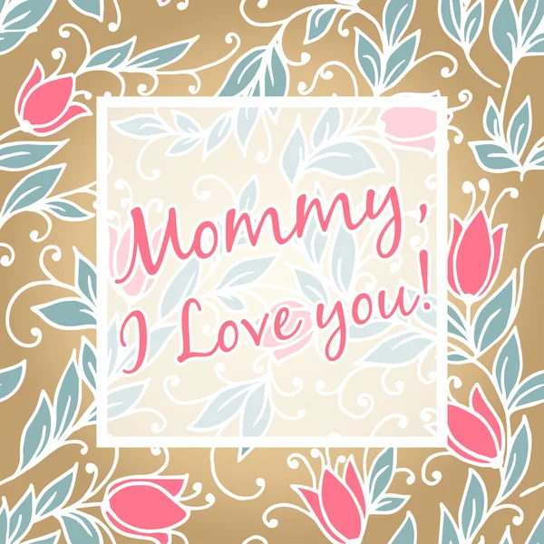 Happy Mothers day hand drawing floral congratulations card. — Stock Vector