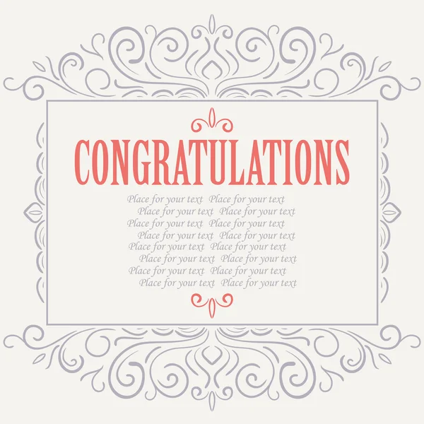 Vector vintage Congratulations card — Stock Vector