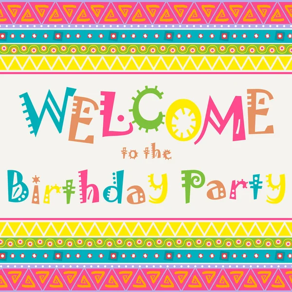 Welcome to the birthday Party — Stock Vector