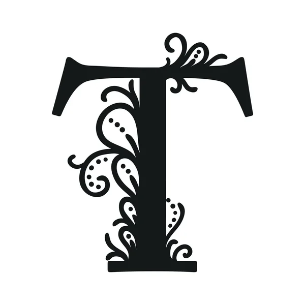 Stilize kaligrafi T — Stok Vektör