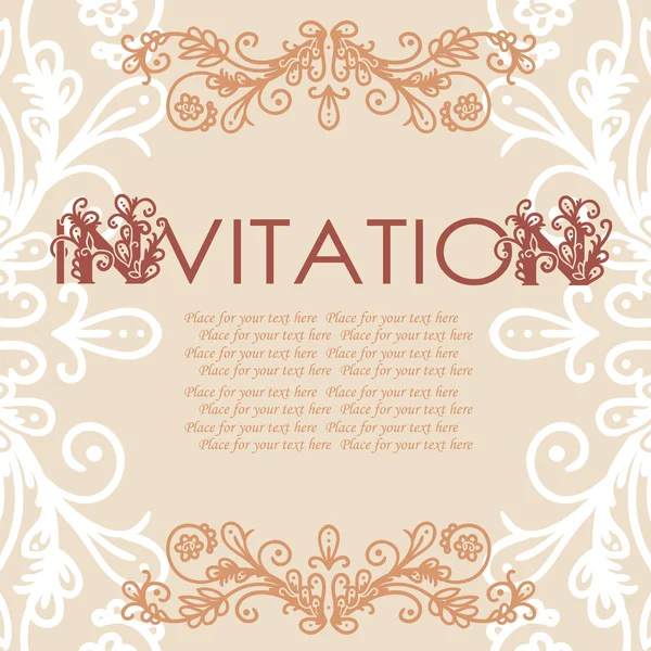 Invitation card with lace ornament. — Stock Vector