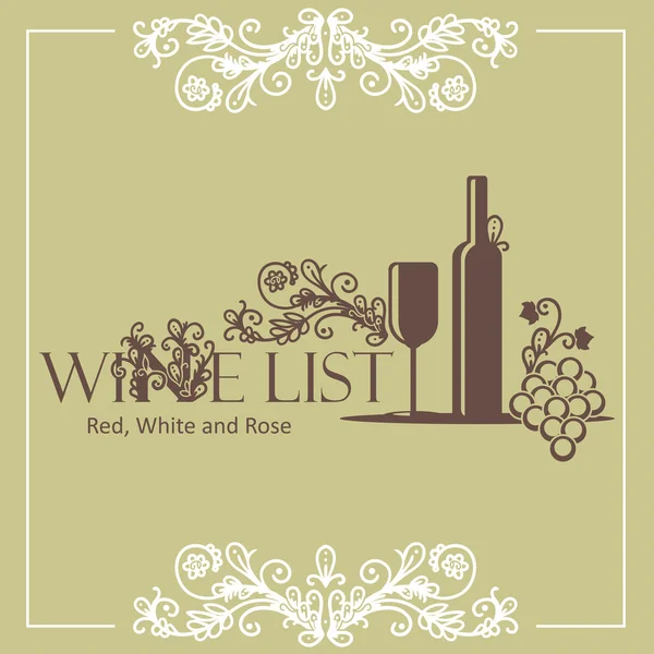 Modello di design della lista vini . — Vettoriale Stock