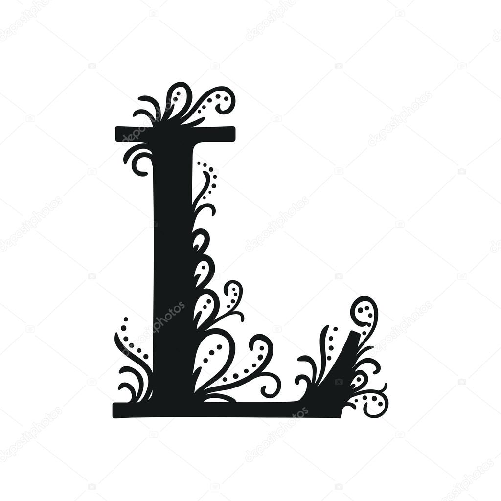 Isolated, stylized calligraphic illustration. Vector L.