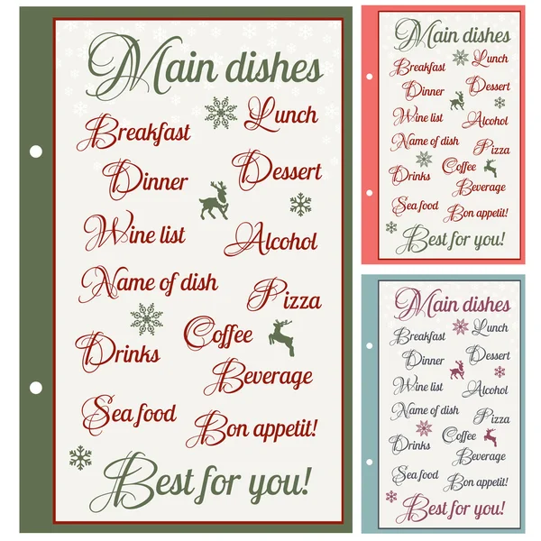 Special Christmas festive menu — Stock Vector