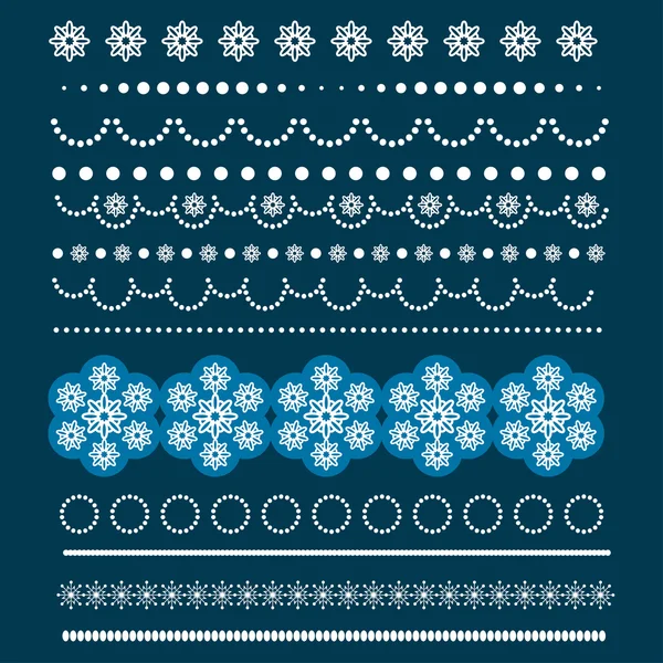 Frontiere di Natale con fiocchi di neve . — Vettoriale Stock