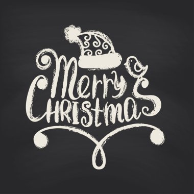 Blackboard arka plan üzerinde mutlu Noeller.