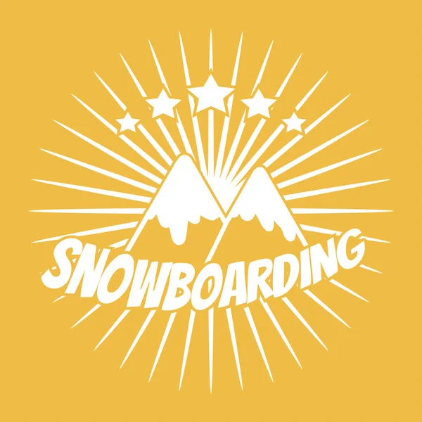 Dağlar ile snowboard düz — Stok Vektör