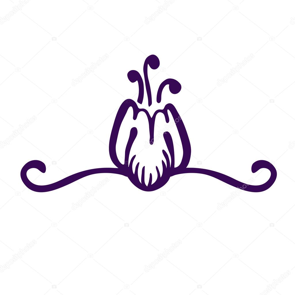 Vintage pattern with flower. Logo design.