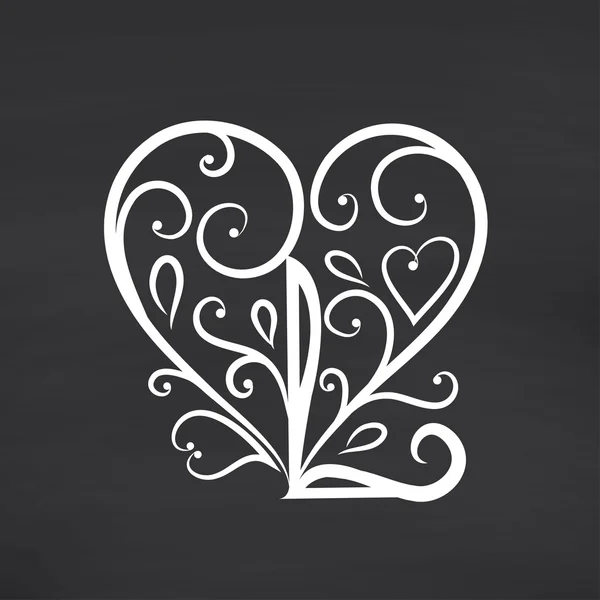 Corazón caligráfico en pizarra — Vector de stock