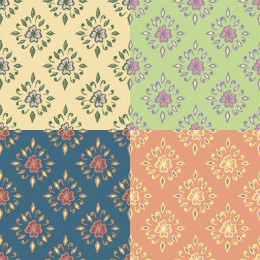 Soyut renkli çiçek desenleri