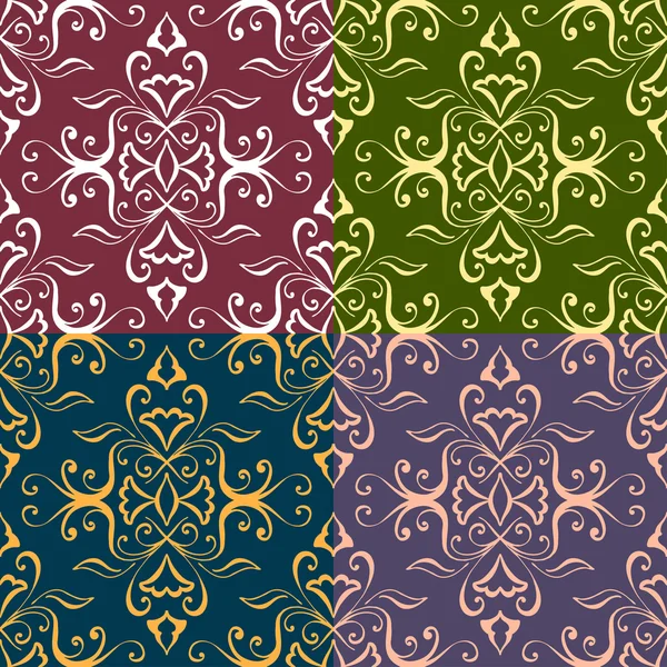 Set van vintage bloemenpatronen — Stockvector