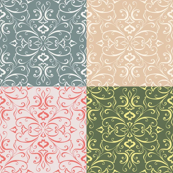 Set of vintage floral patterns Stock Vector