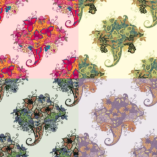 Conjunto de patrones florales coloridos abstractos — Archivo Imágenes Vectoriales