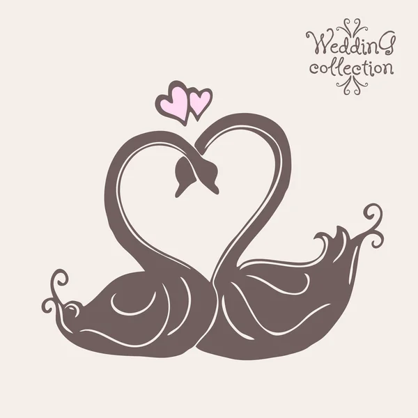 Bröllop isolerade två svanar — Stock vektor