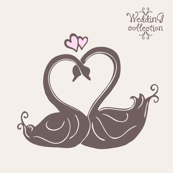 Boda Aislado dos cisnes — Vector de stock