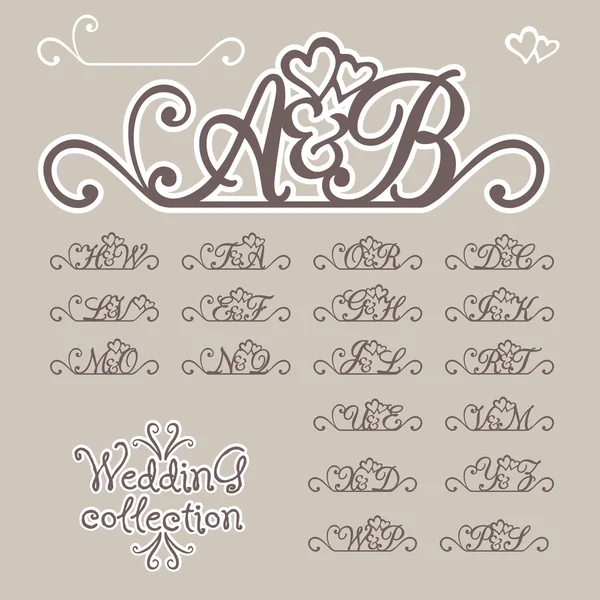 Initials of Bride and Groom — Stock Vector