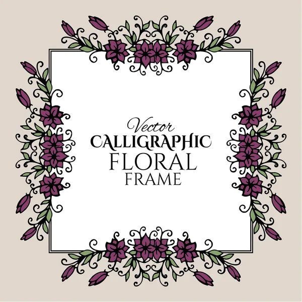 Calligraphic vintage frame with flowers. — Stock Vector