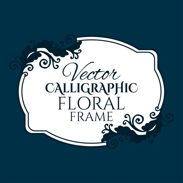 Calligraphic vintage frame with floral pattern. — Stock Vector