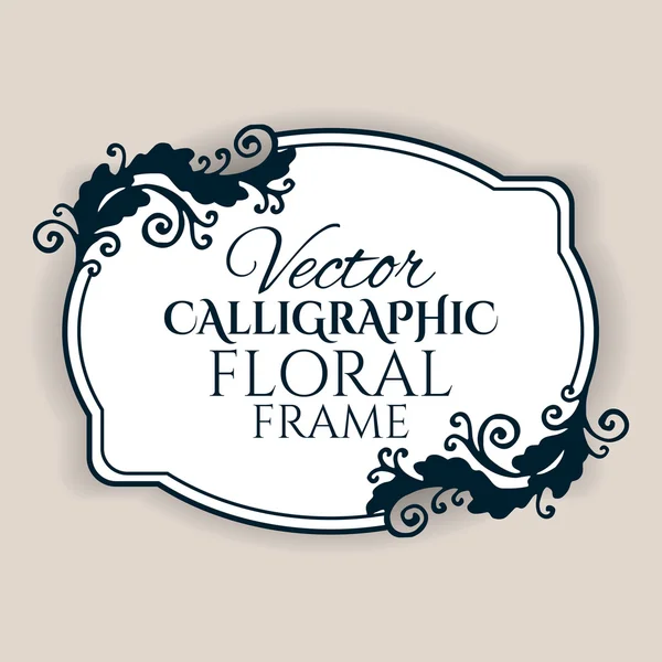 Calligraphic vintage frame with floral pattern. — Stock Vector