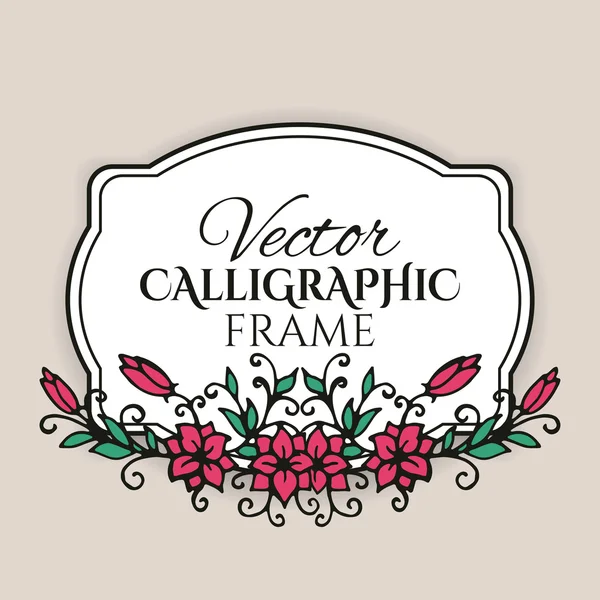 Calligraphic vintage frame with flowers. — Stock Vector