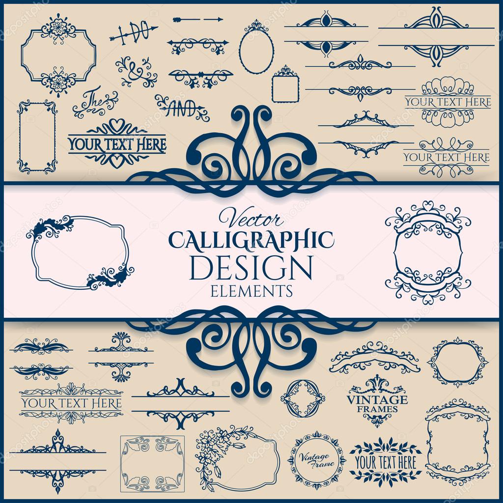 Vintage calligraphic frames and design elements.