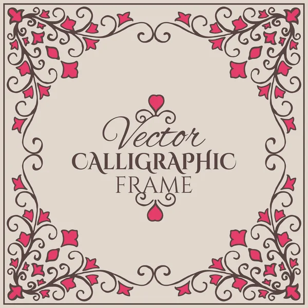 Cadre vintage calligraphique avec fleurs . — Image vectorielle