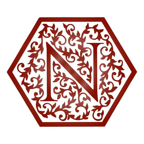 N буквенный цветочный шрифт — стоковый вектор
